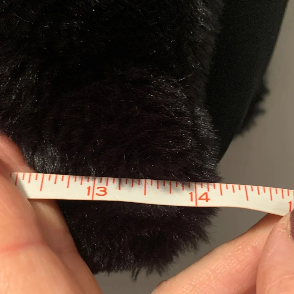 Black Faux Fur Tote with Leather Straps